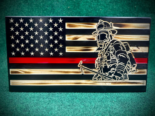 FIREMAN/AMERICAN FLAG w/ Epoxy